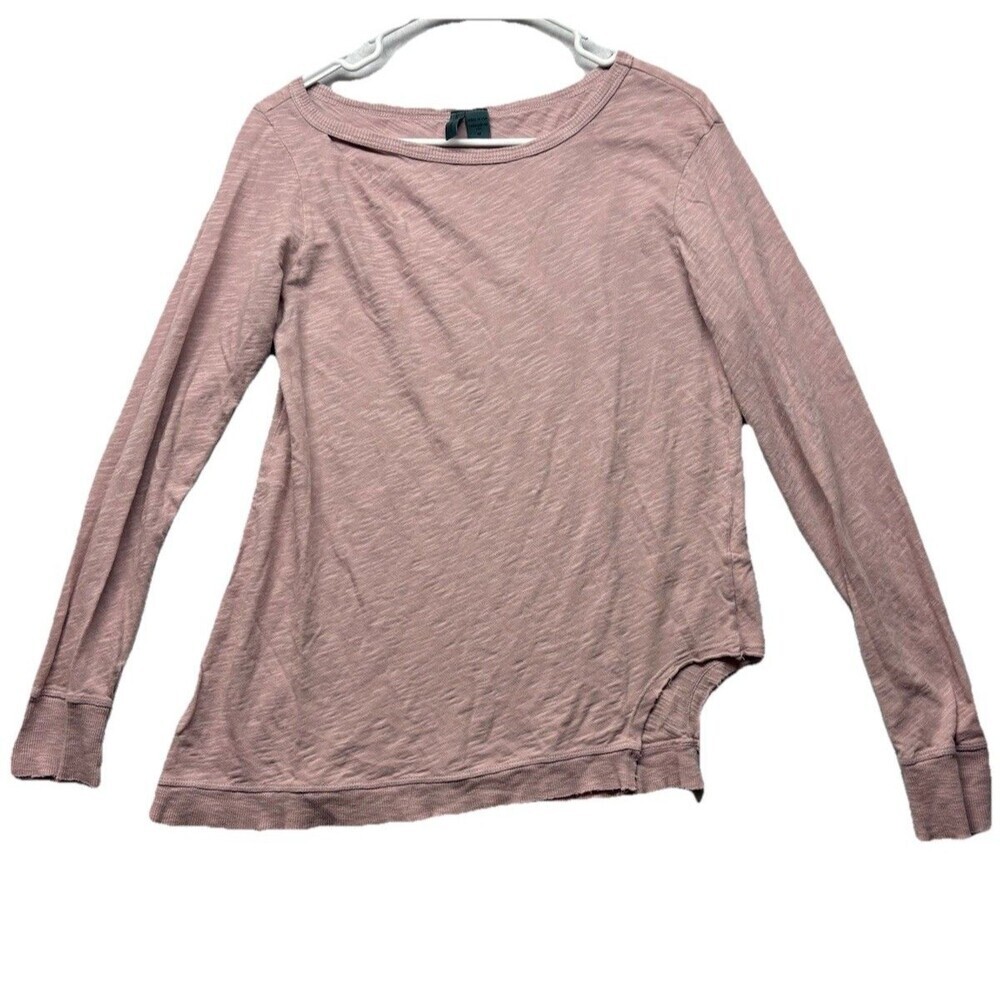 Anthropologie Left of Center Pink Asymmetrical Long Sleeve Top Cotton USA Size M